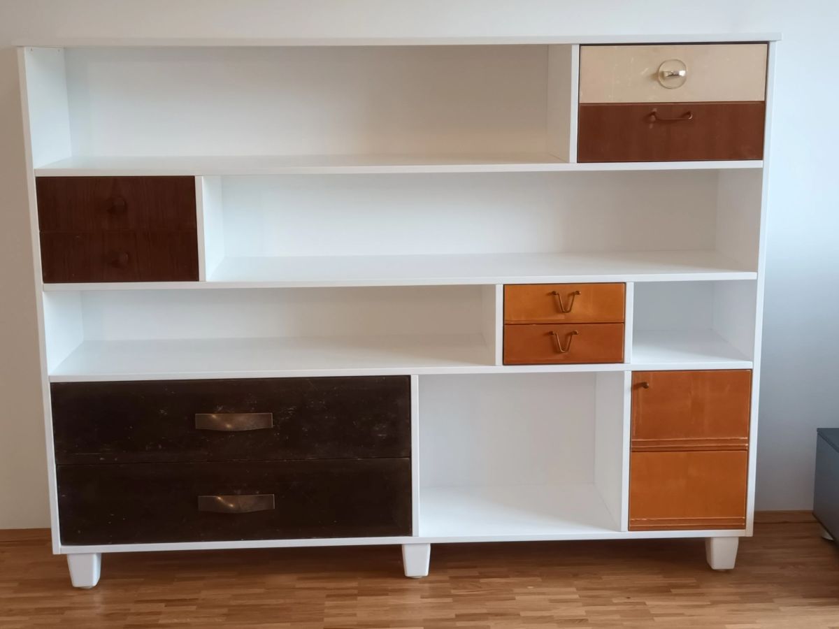 Highboard weißes Highboard mit alten Fronten
